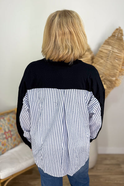 Black Contrast Cardigan back