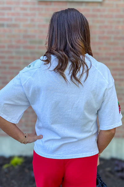 Off White Fruit Embroidered Top Back