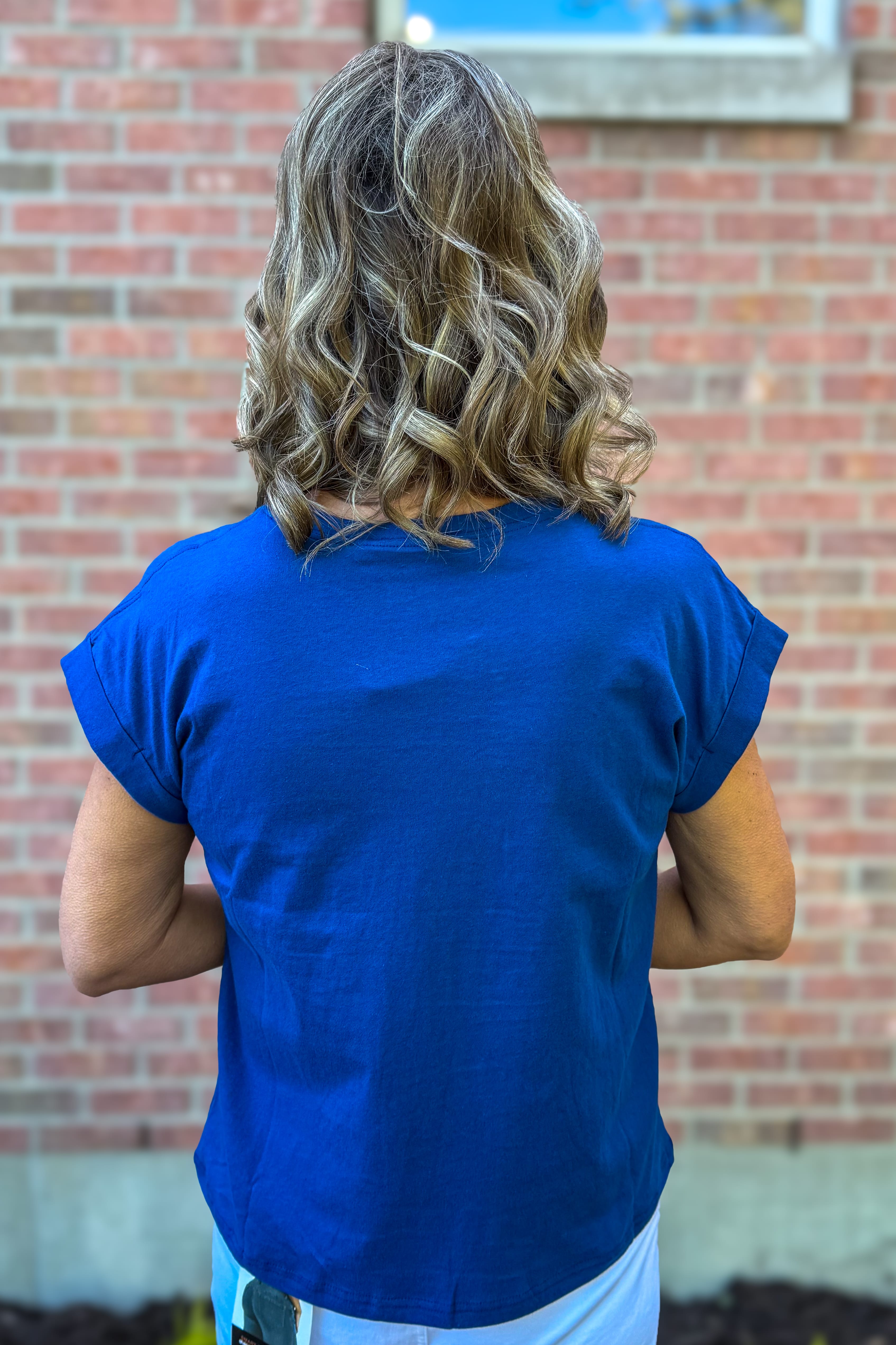 Light Navy American Flag Patch Tee Back