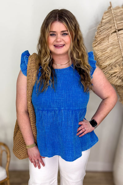 Ocean Ruffle Tiered Peplum Top