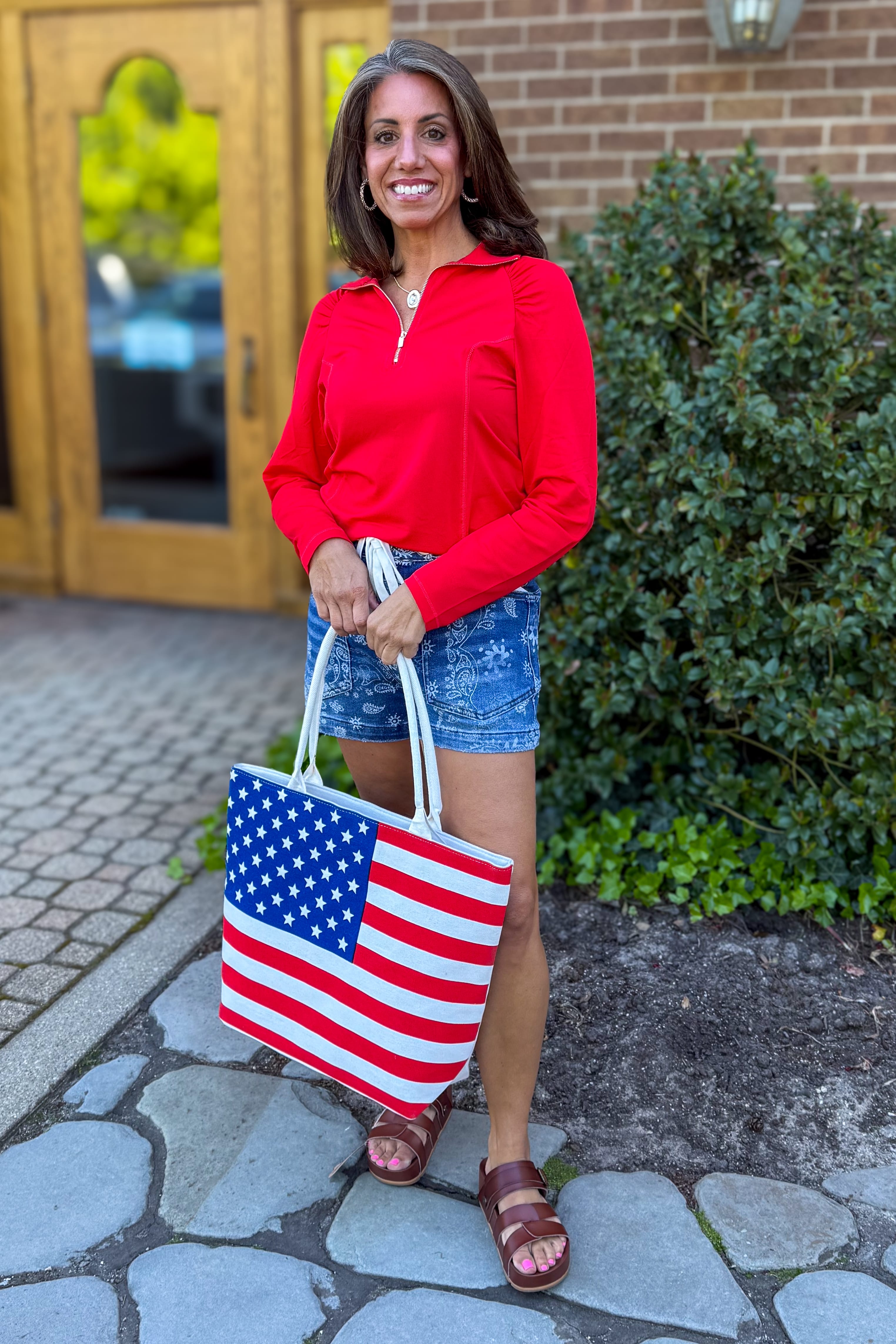 Tropic Red 1/4 Zip Marina Pullover Styled