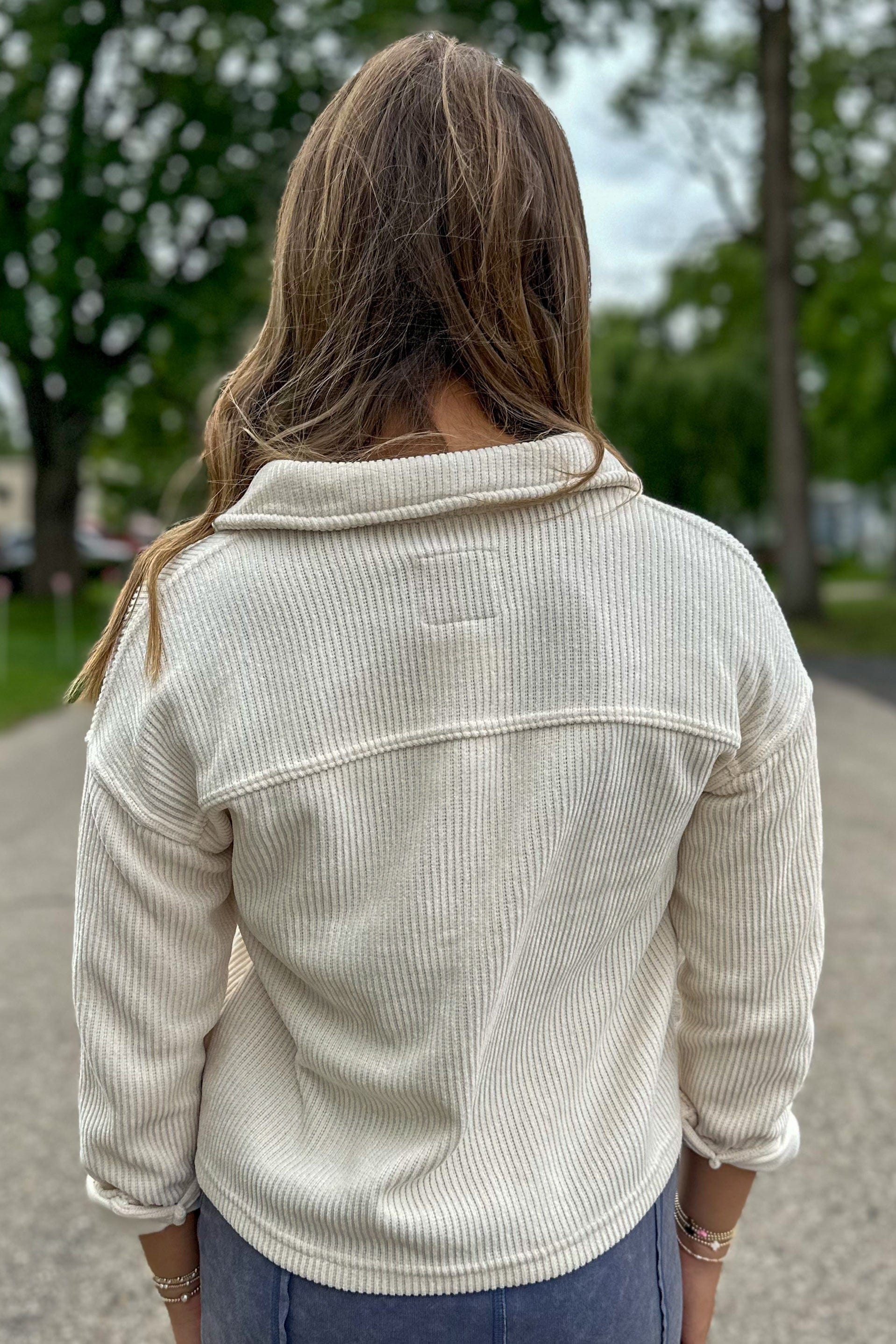 Vanilla Corduroy Cropped Jacket back