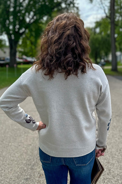 Ivory & Blue Floral Sweater back