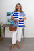 Blue Mixed Striped Oversized Top