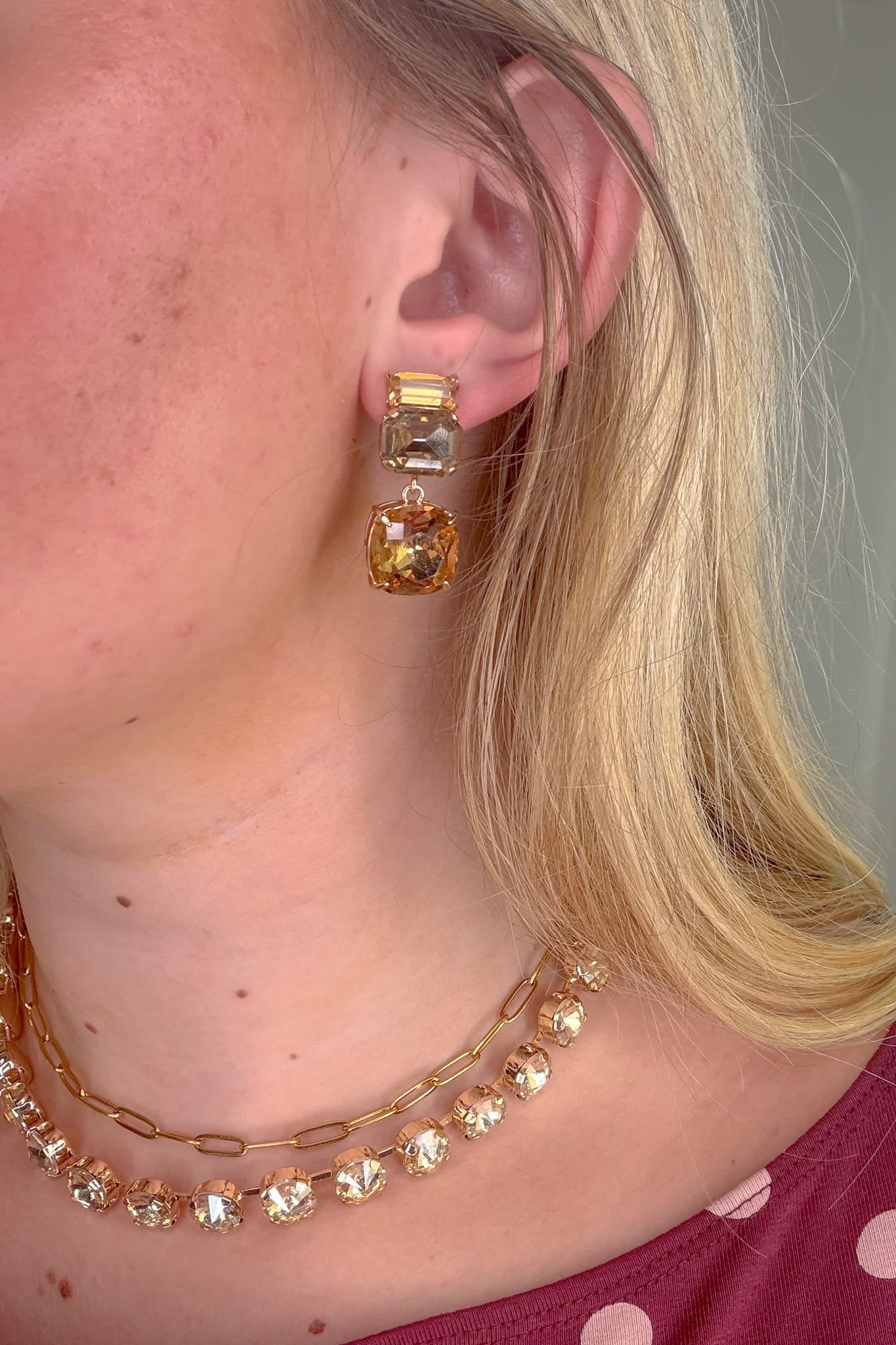 Amber Multi Gem Earring Styled