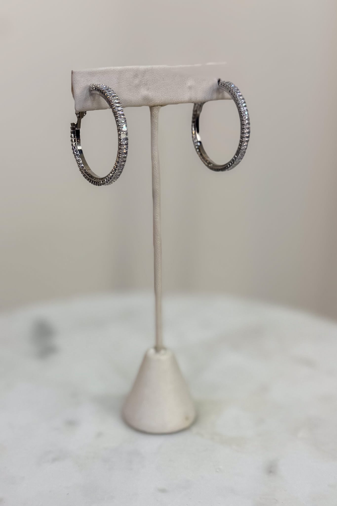 Crystal Silver Hoop Earring