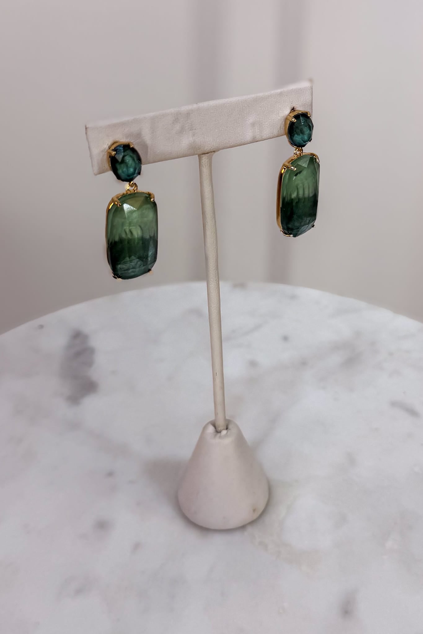 Shades of Green Oval Gem Earring