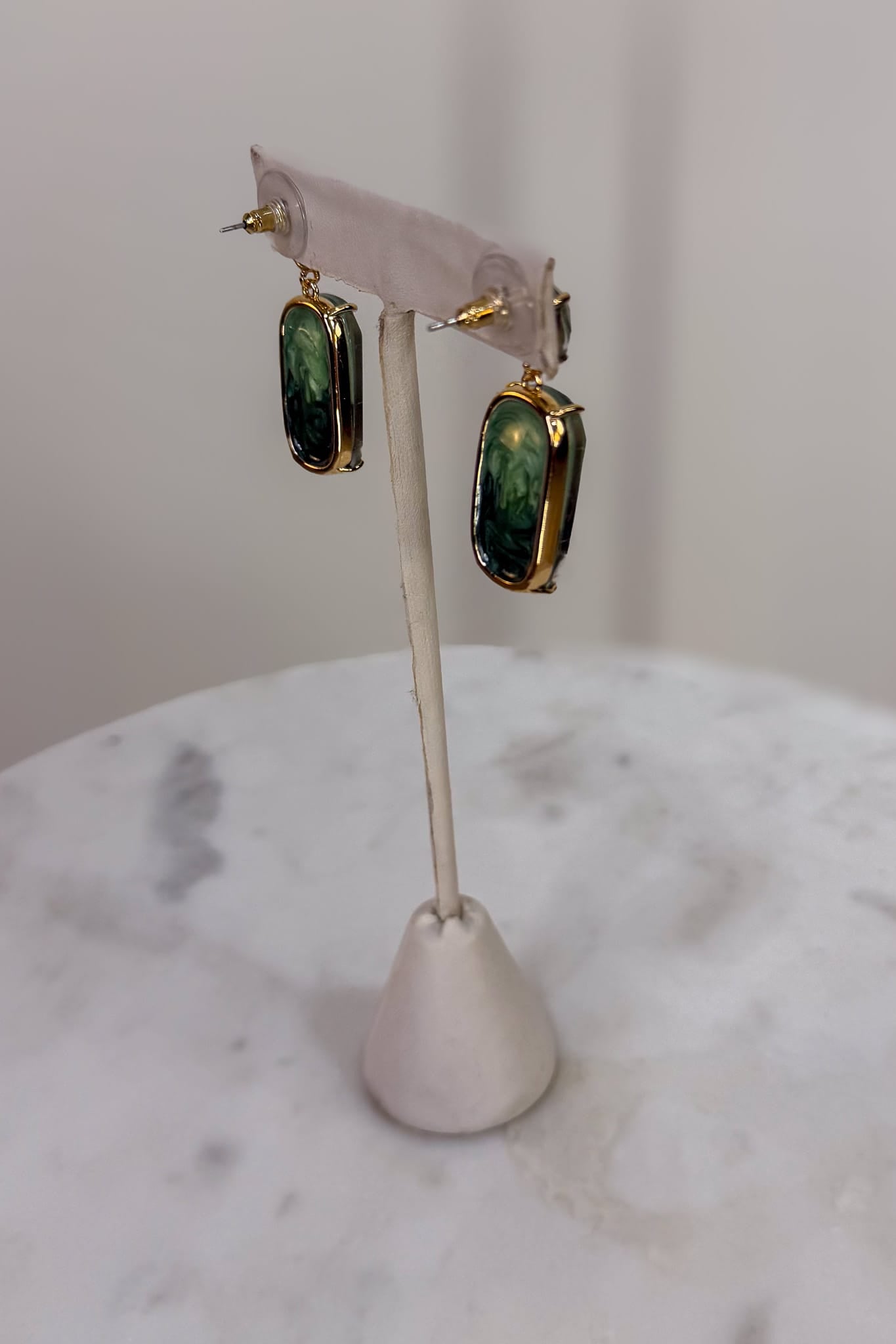 Shades of Green Oval Gem Earring Back