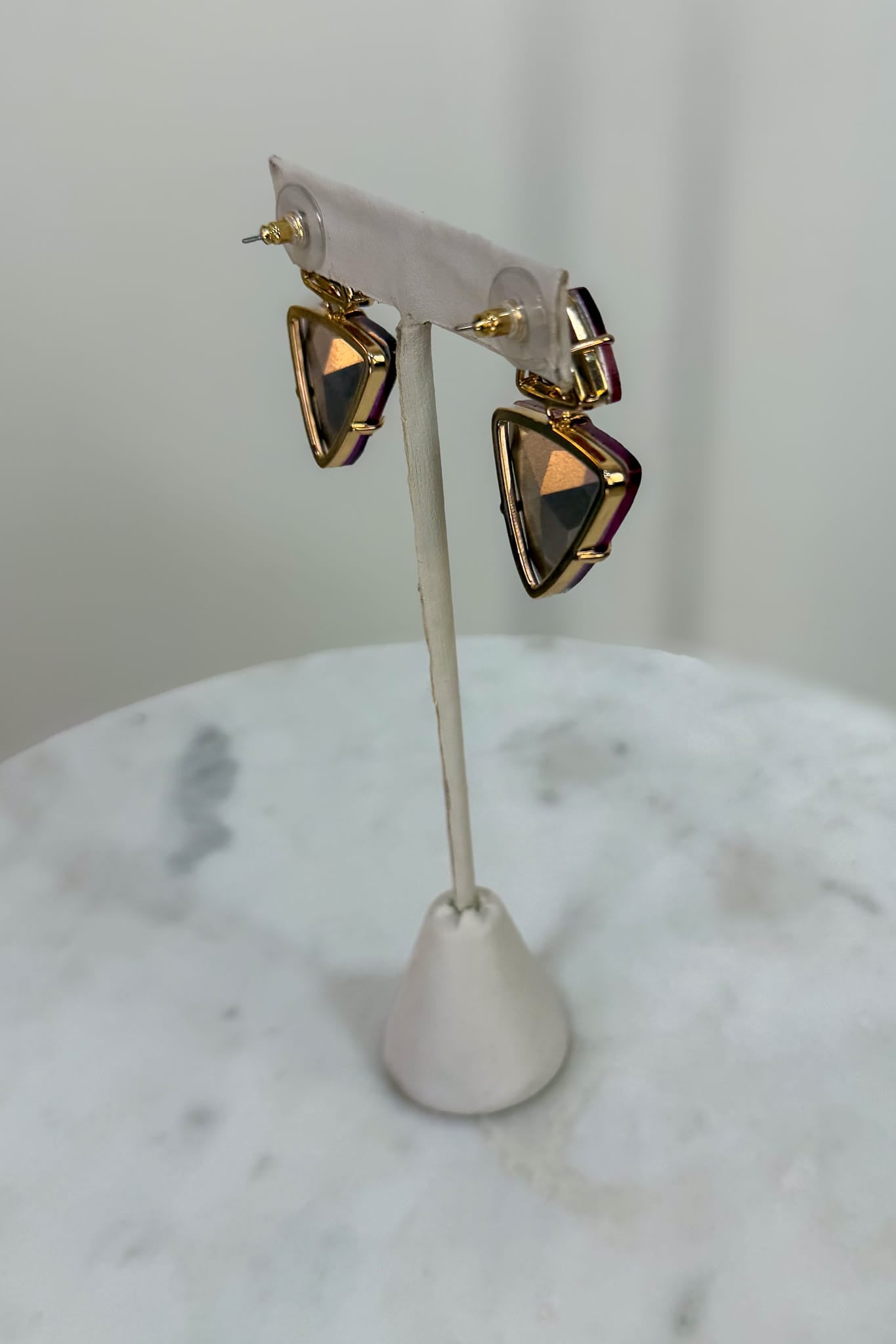 Fuchsia Triangle Gem Earring Back