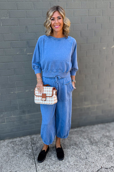 Dusty Blue Mineral Washed Terry Set