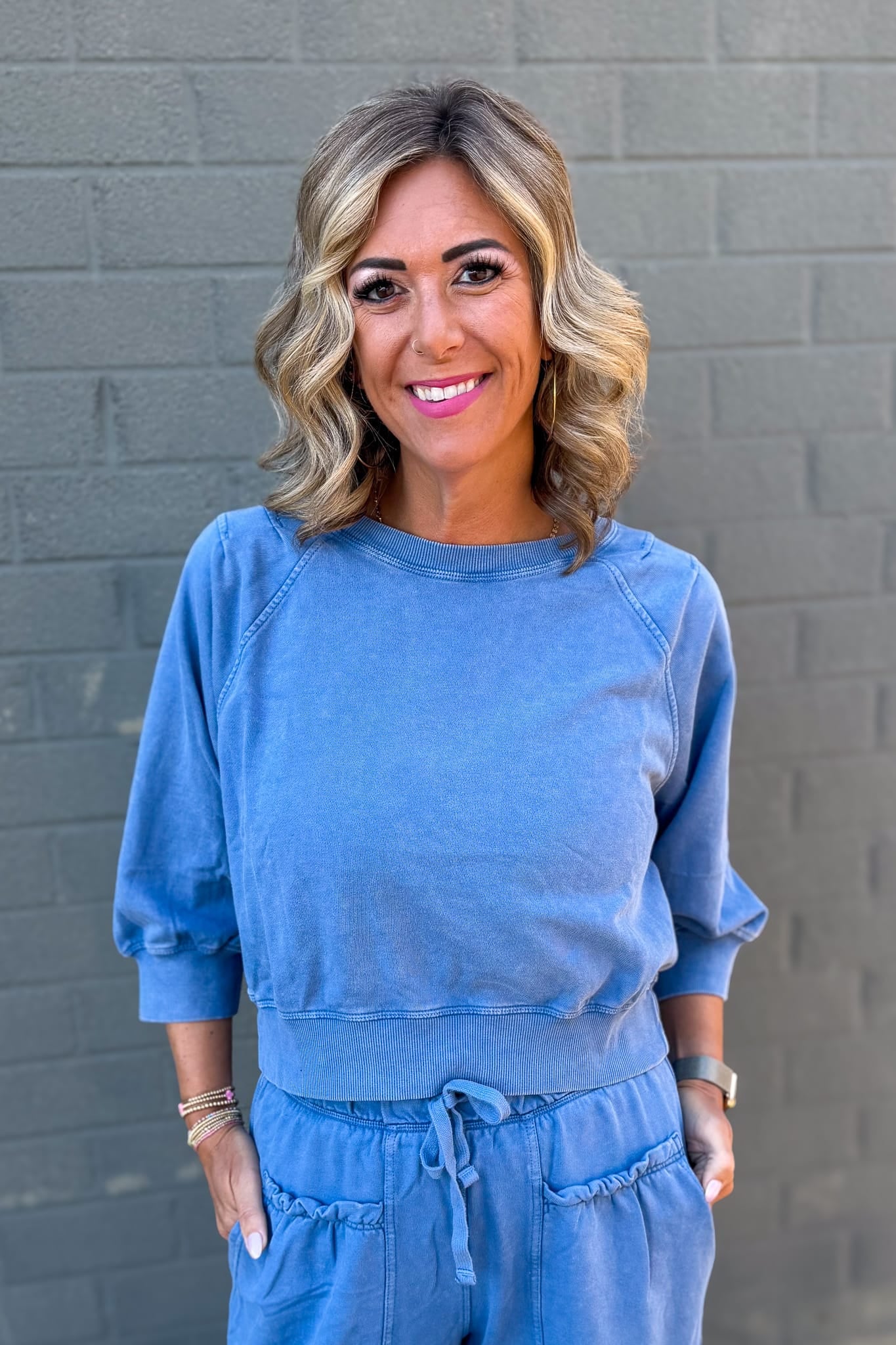 Dusty Blue Mineral Washed Terry Set