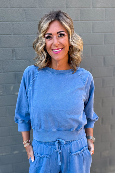 Dusty Blue Mineral Washed Terry Set
