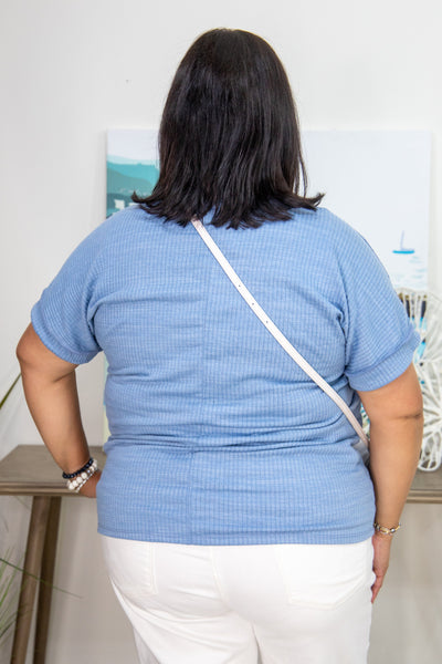 Light Blue Hanas Short Sleeve Top back