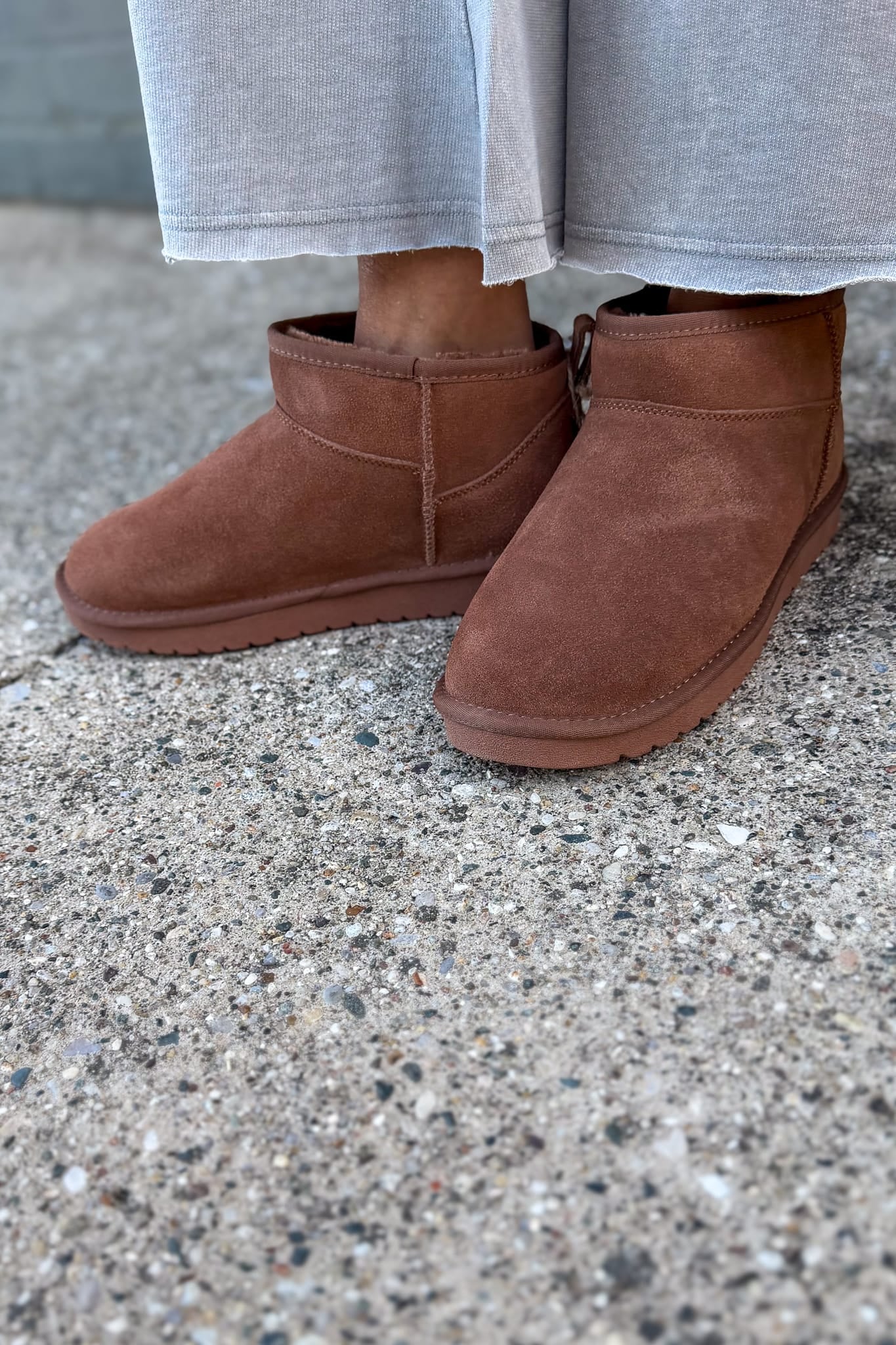 Genovera Tobacco Suede Fur Lined Ankle Boot