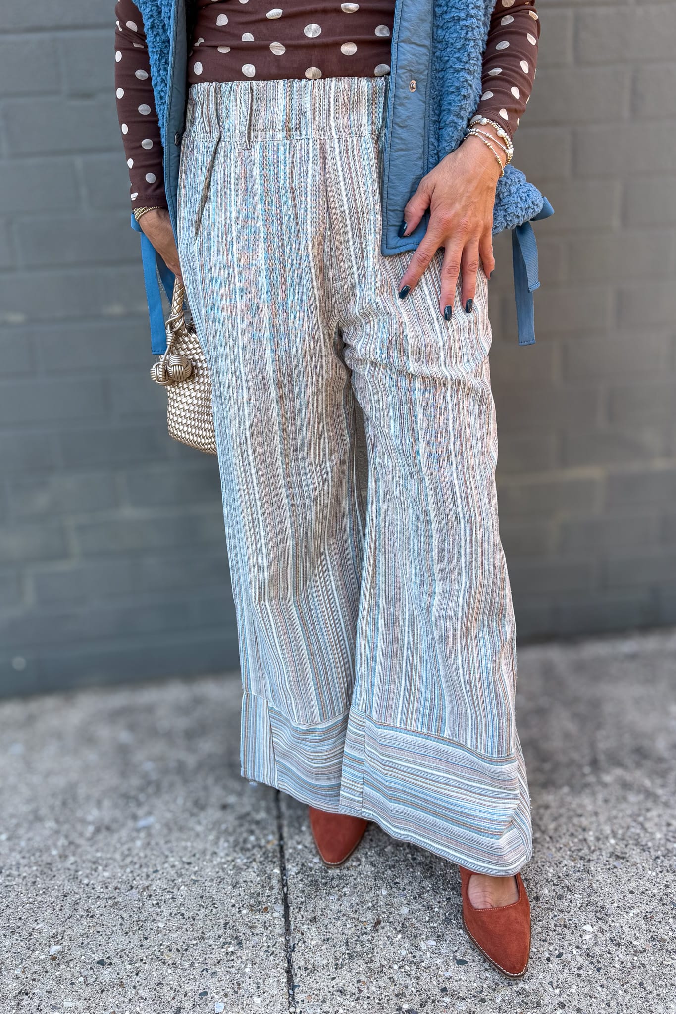 Multi Striped Flowy Wide Leg Pant