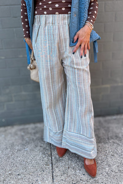 Multi Striped Flowy Wide Leg Pant