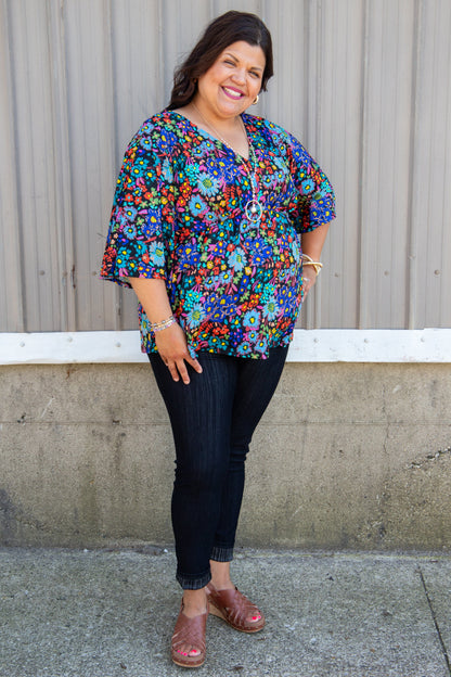 Black Arty Floral Dreamer Top styled