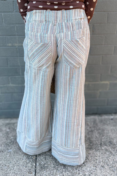 Multi Striped Flowy Wide Leg Pant Back