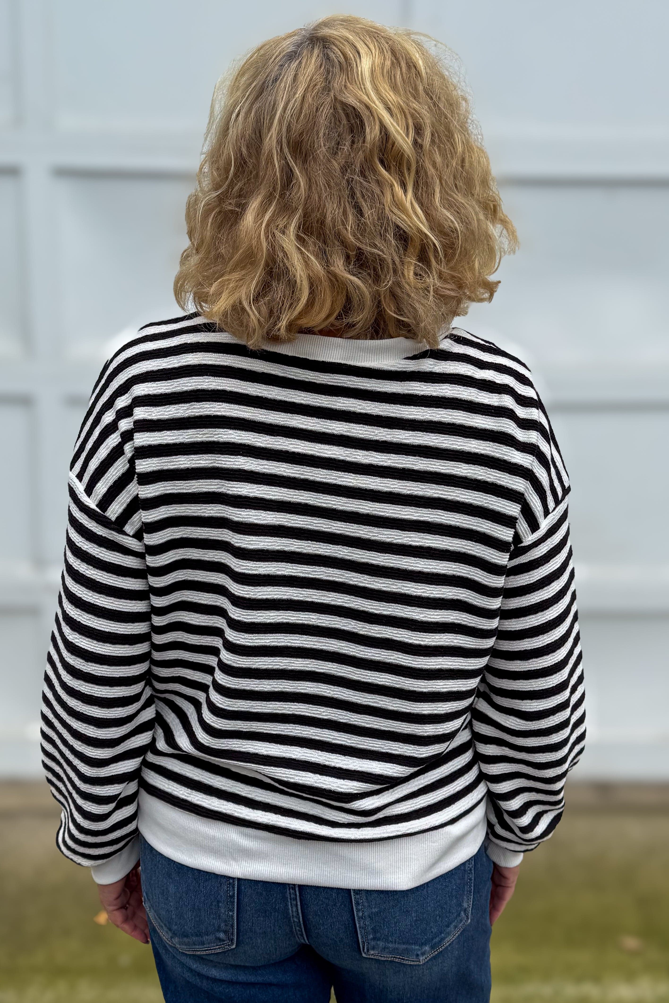 Black & White Stripe Terry Pullover