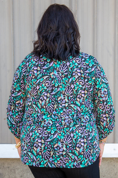 Teal & Purple Designed Lizzy Top back