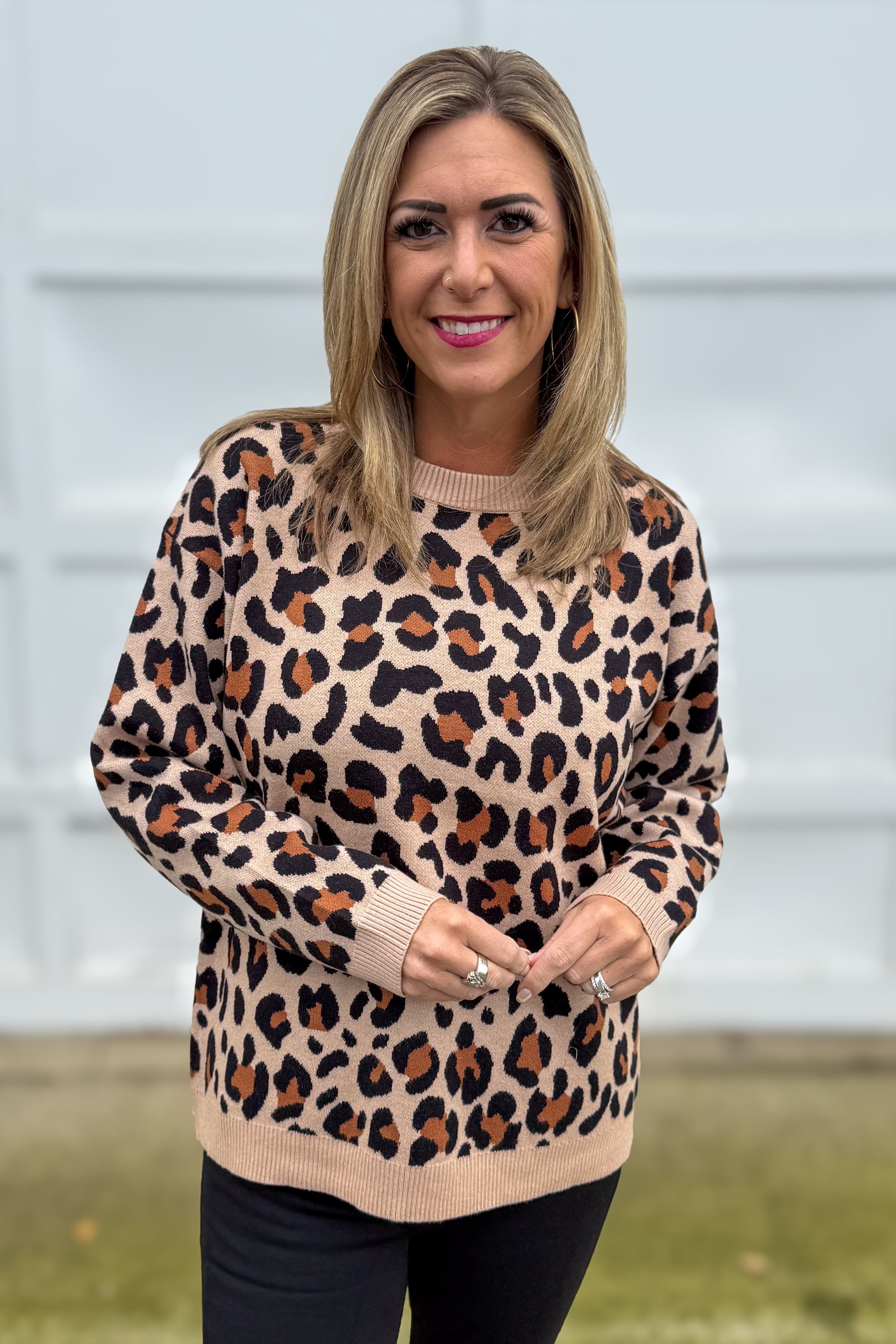 Khaki Leopard Crewneck Sweater