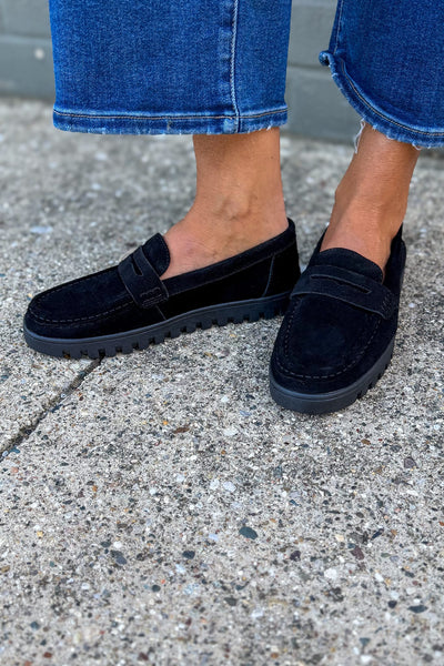 Feel Good Black Suede Loafer