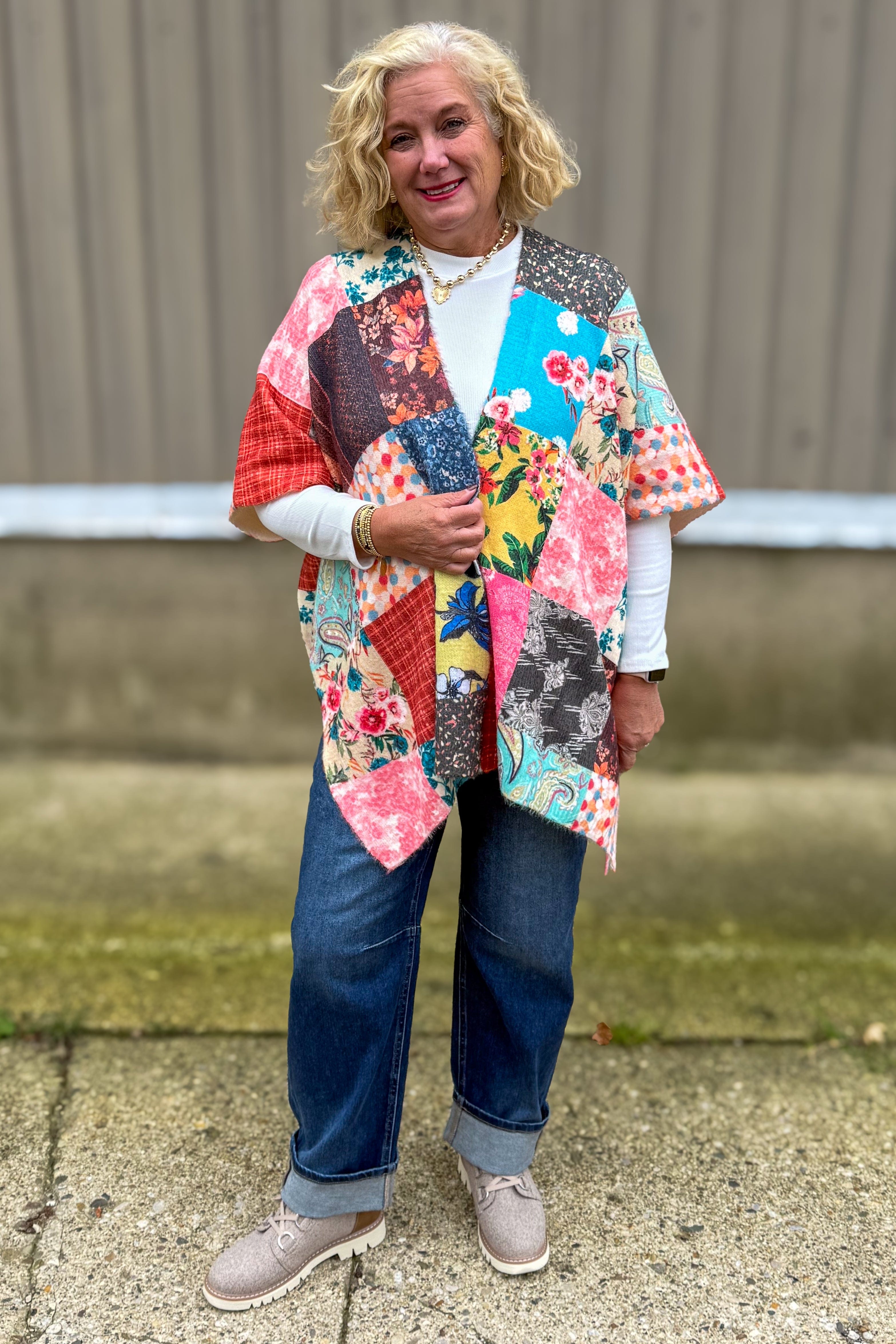 Patchwork Knit Kimono
