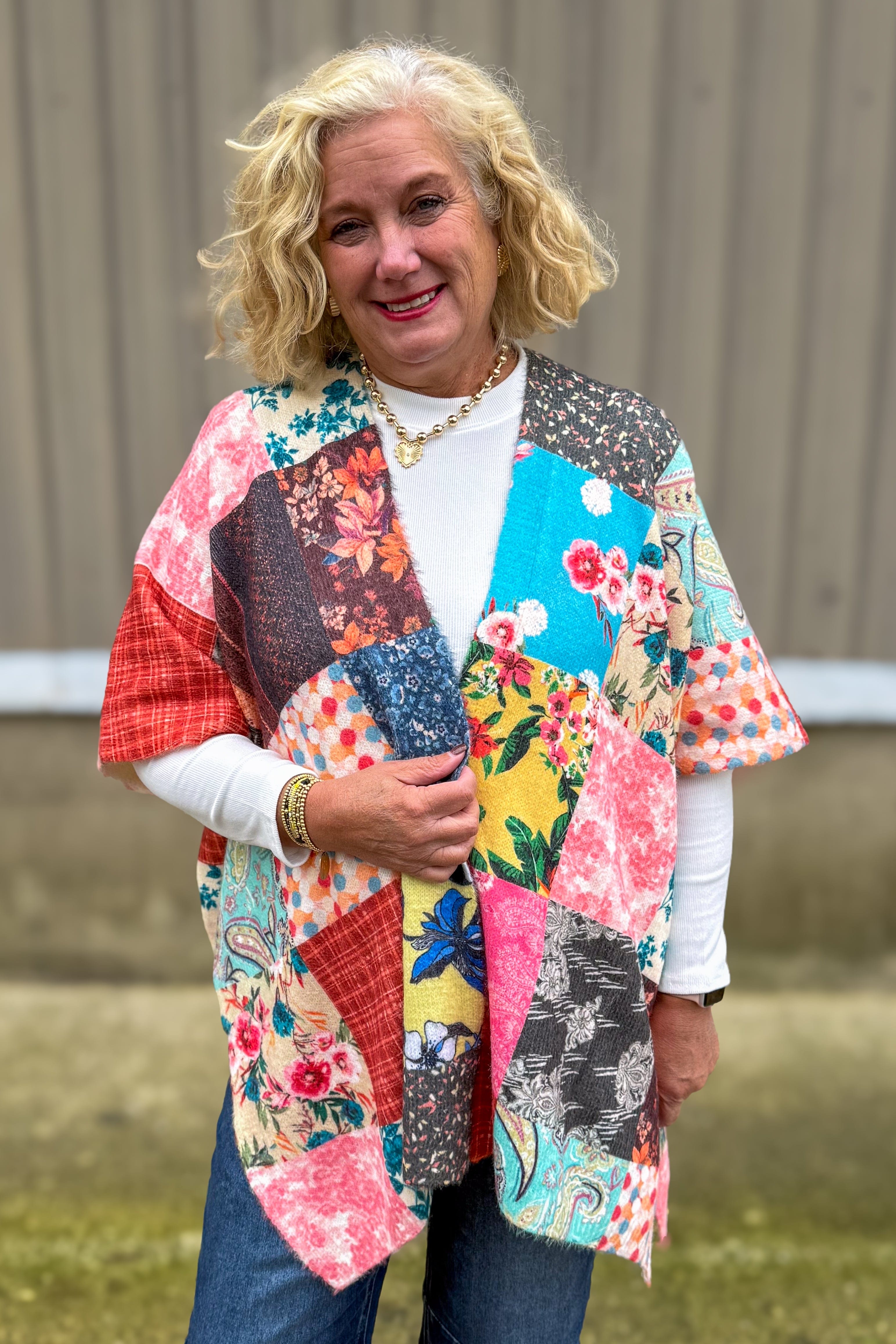 Patchwork Knit Kimono