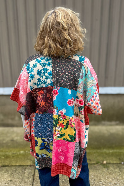 Patchwork Knit Kimono Back