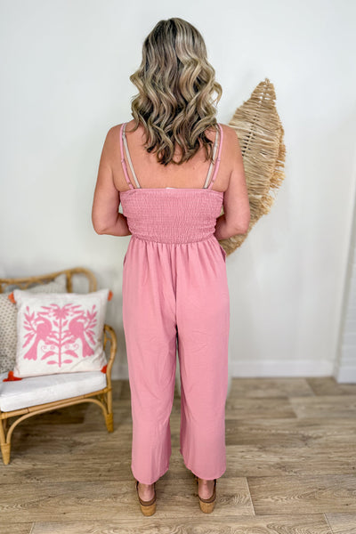 Rose Sleek Spaghetti Strap Jumpsuit