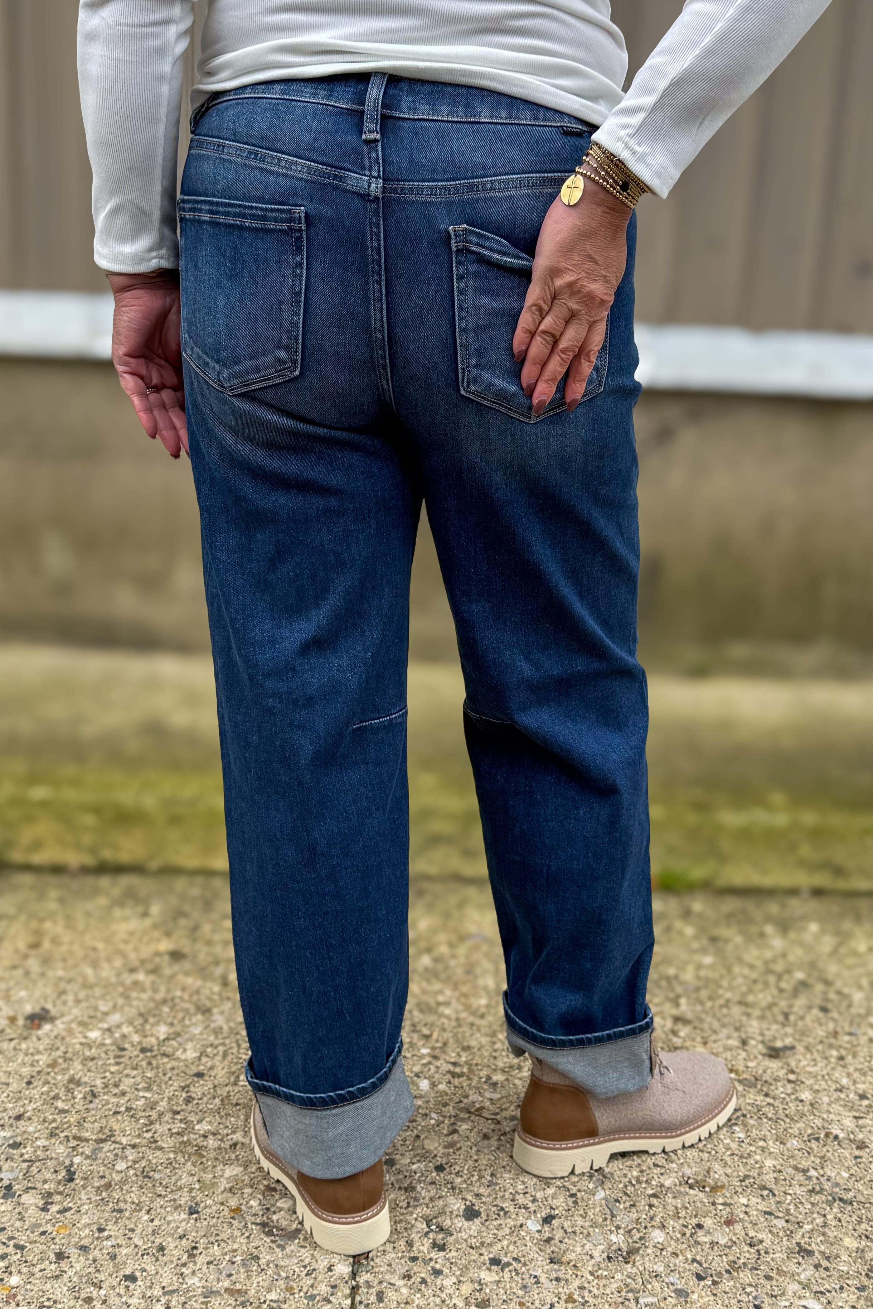 Dark Slouchy Cropped Barrel Jean