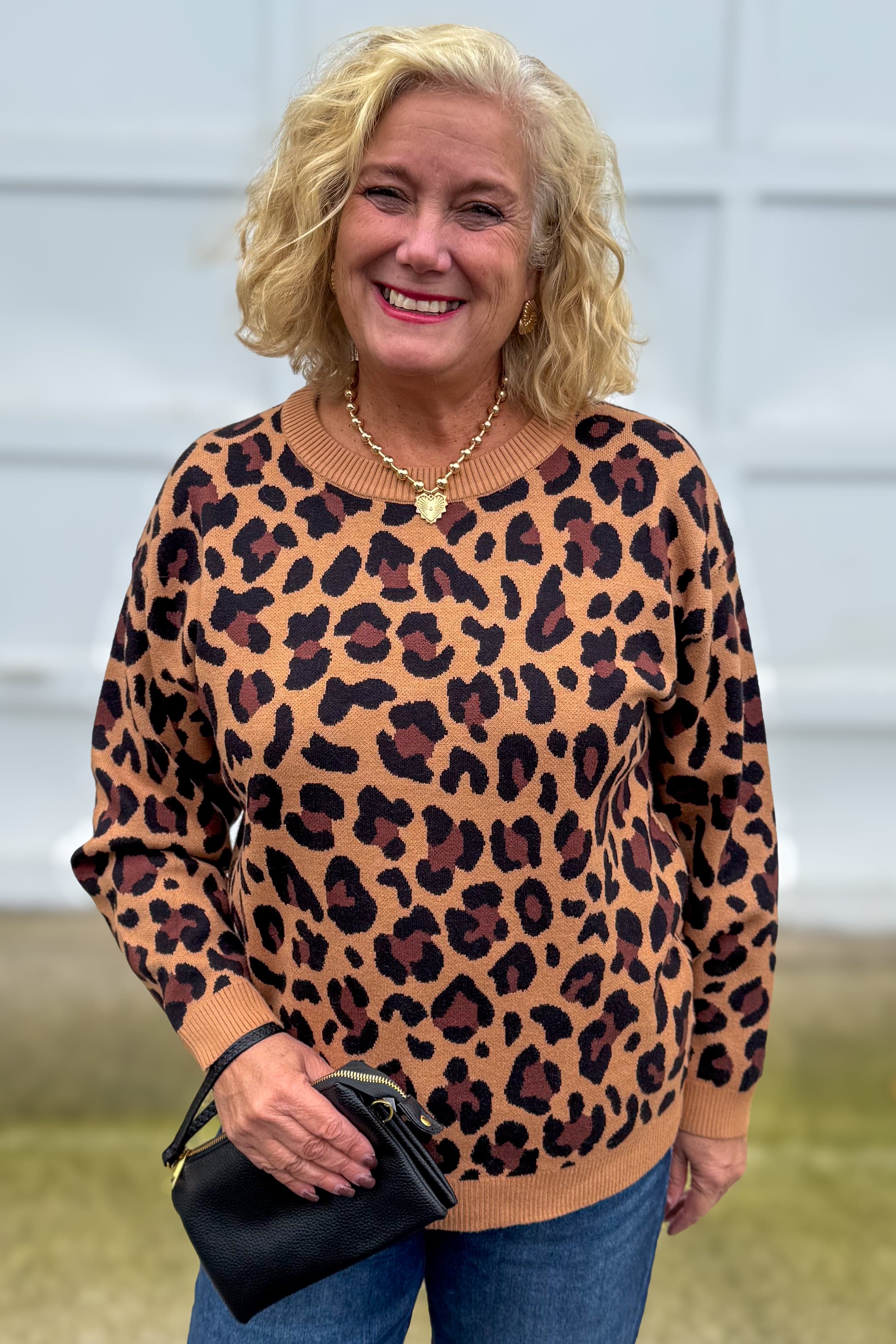 Caramel Leopard Crewneck Sweater