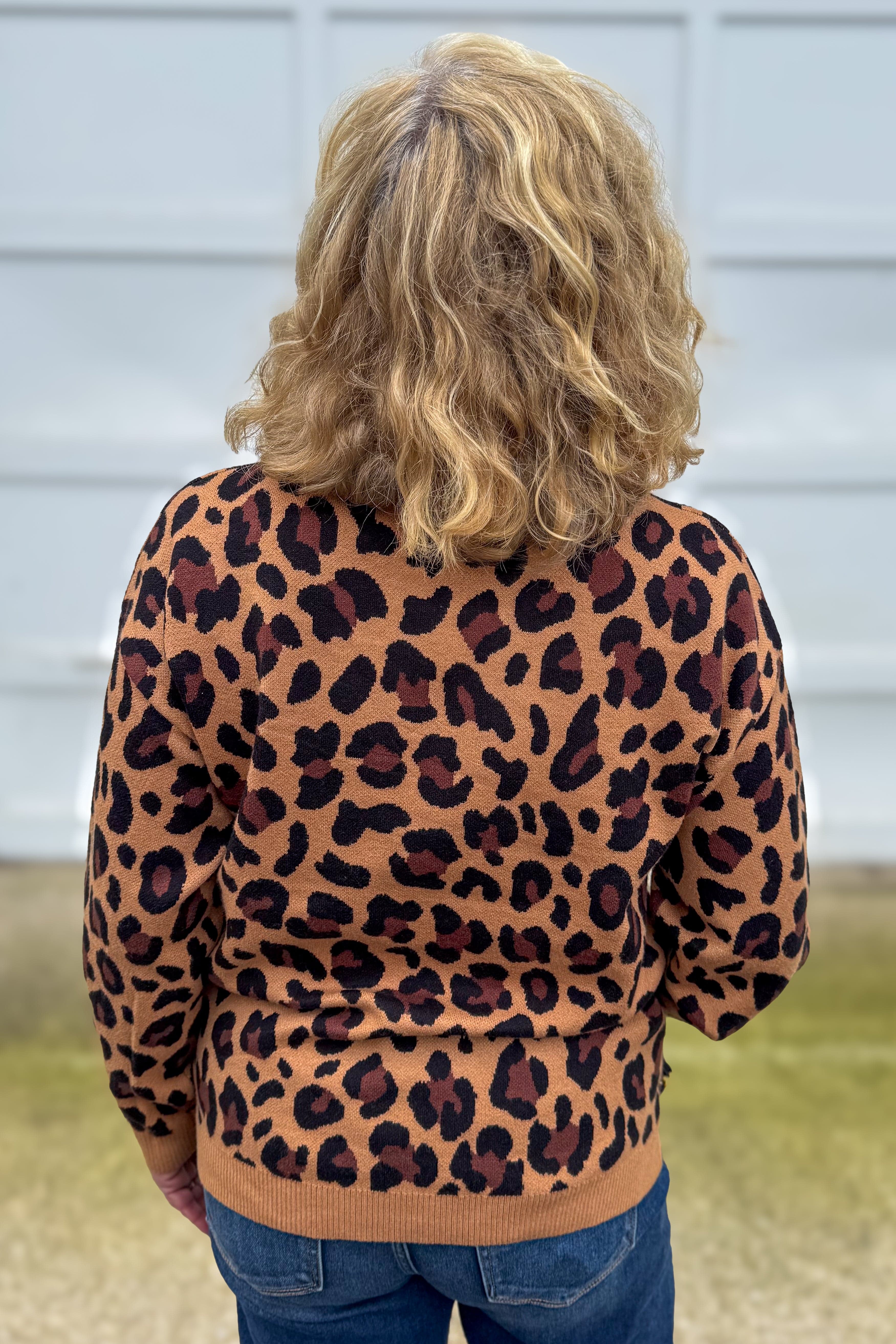 Caramel Leopard Crewneck Sweater Back
