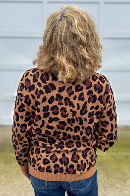 Caramel Leopard Crewneck Sweater Back