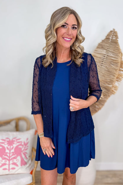 cardigan for navy blue dress WHAT I WORE // Floral Dress + Cardigan House of Dorough