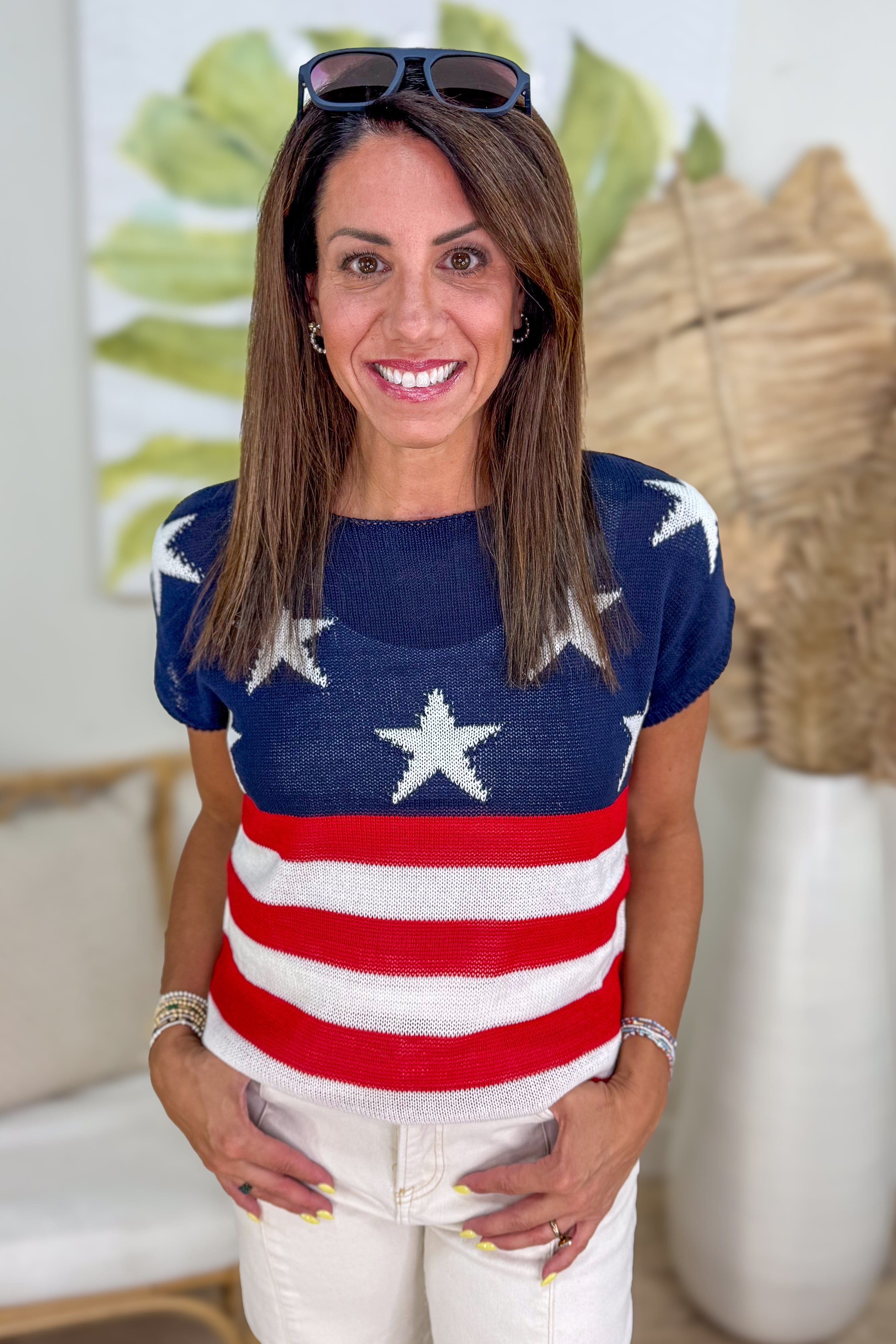 Patriotic Sweater Top detail