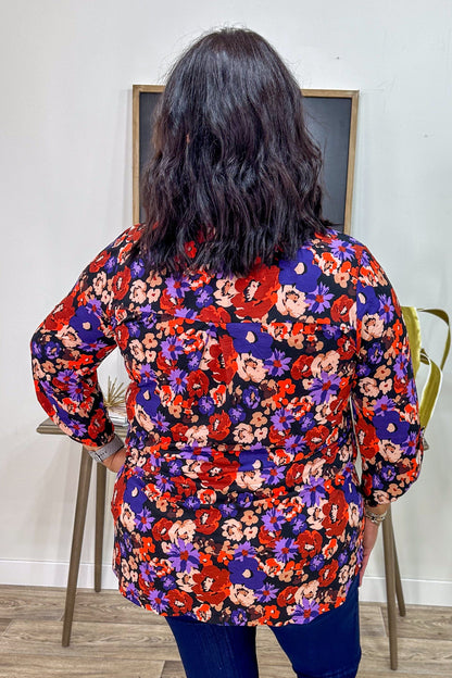 Purple & Orange Floral Lizzy Top back