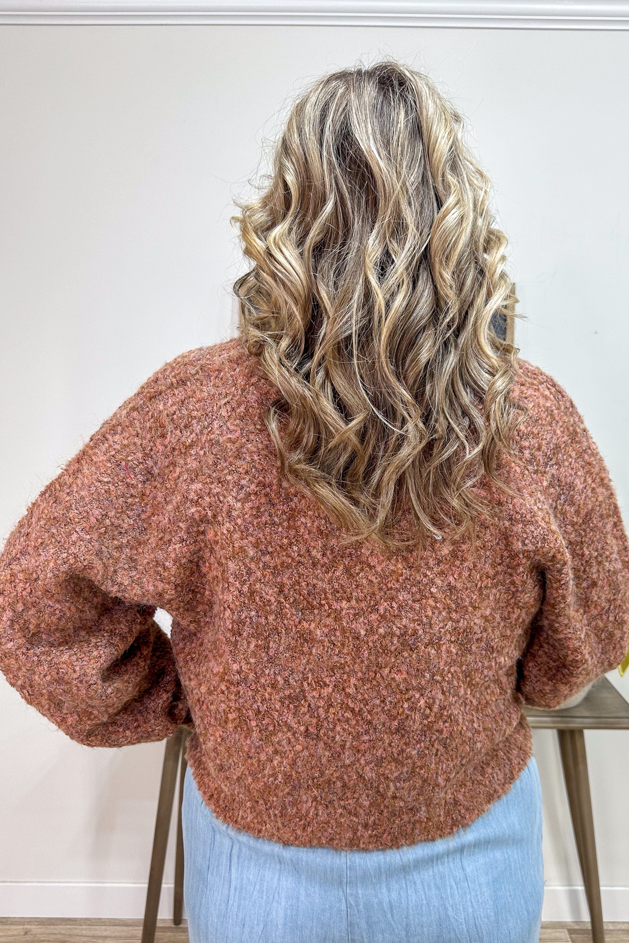 Rust Boucle Sweater Shrug back