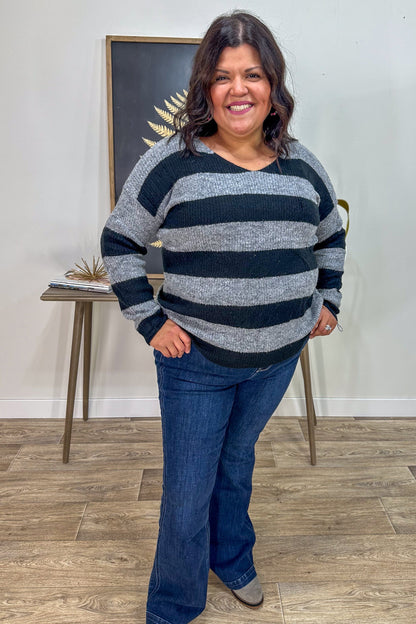 Black & Grey Stripe Sweater