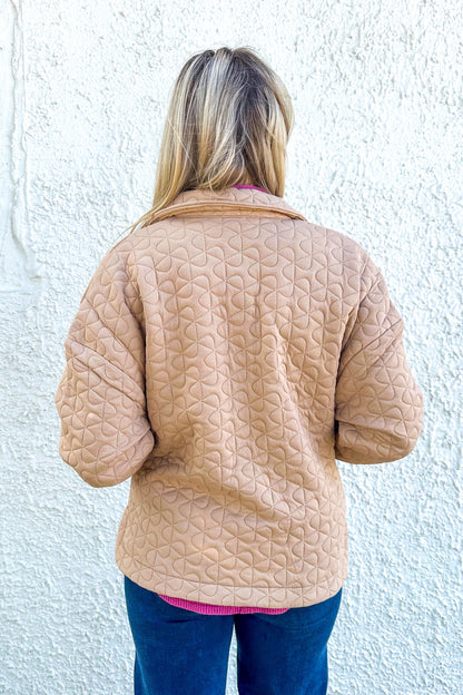 Taupe Textured Metal Button Up Jacket back