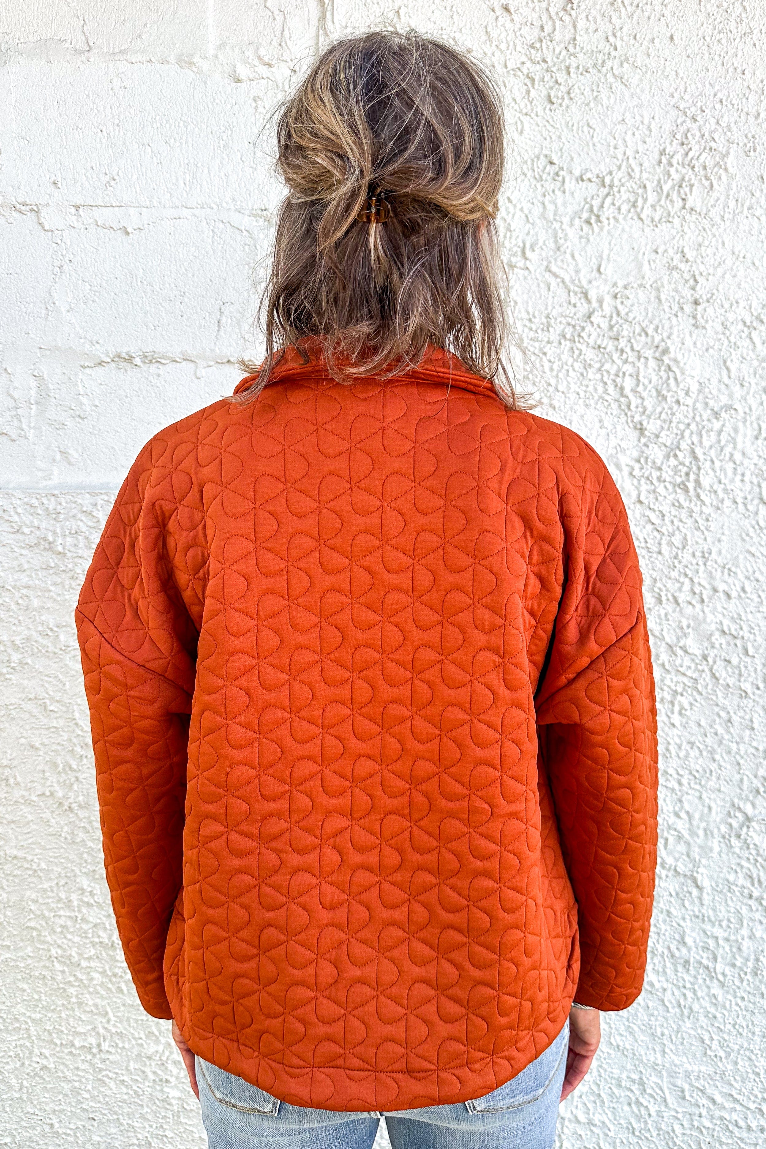Rust Textured Metal Button Up Jacket back