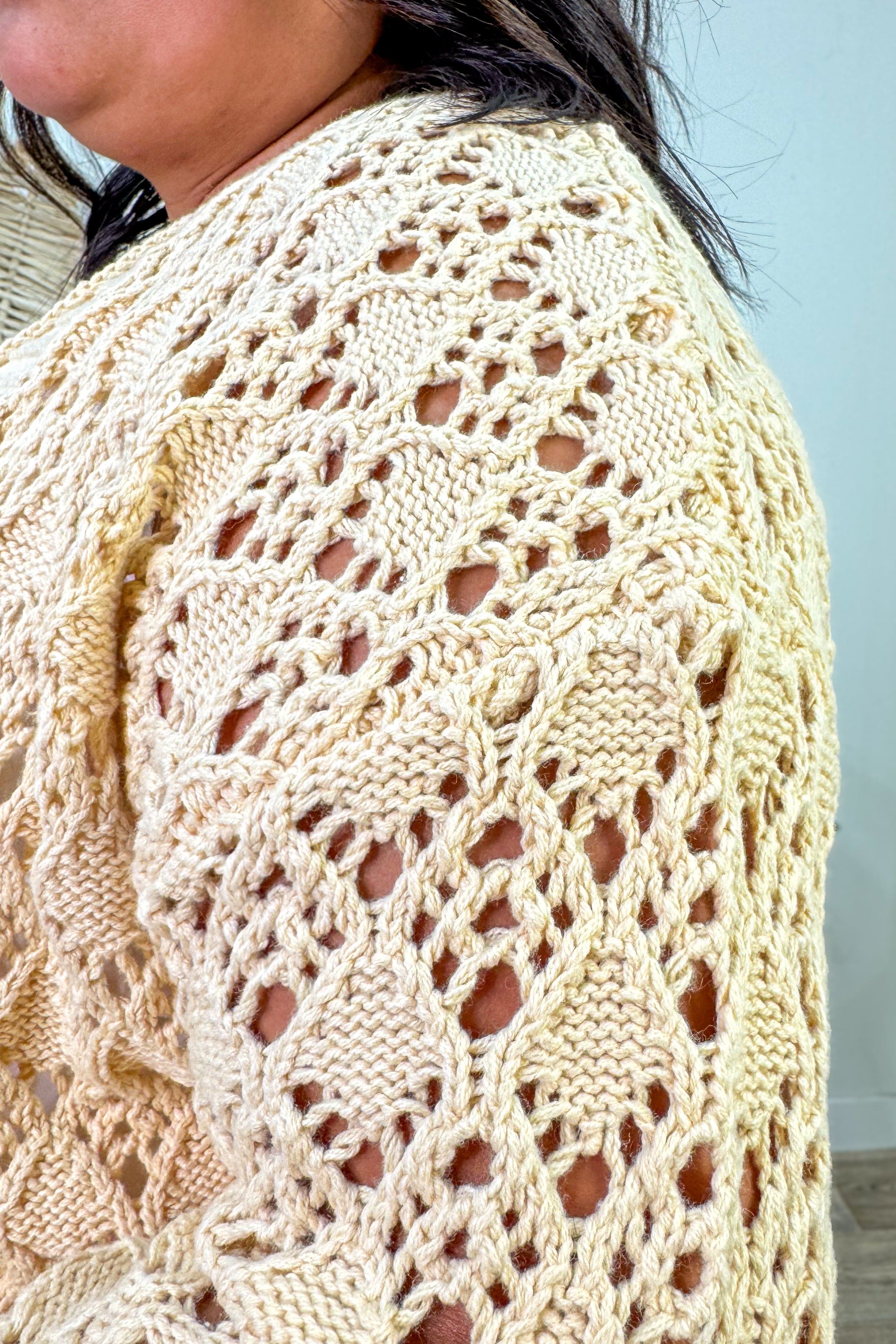 Banana Cream Pointelle Cardigan details