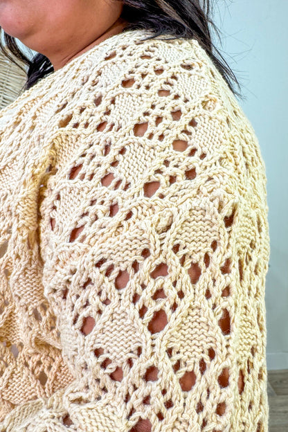 Banana Cream Pointelle Cardigan details