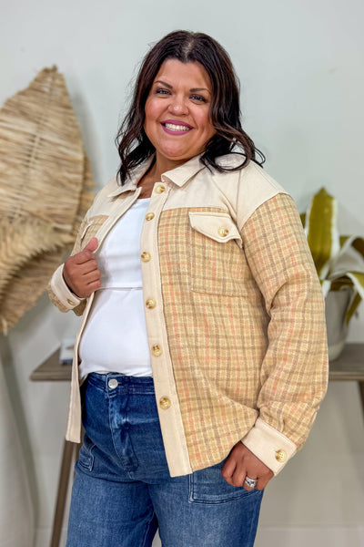 Beige Check Brushed Soft Jacket