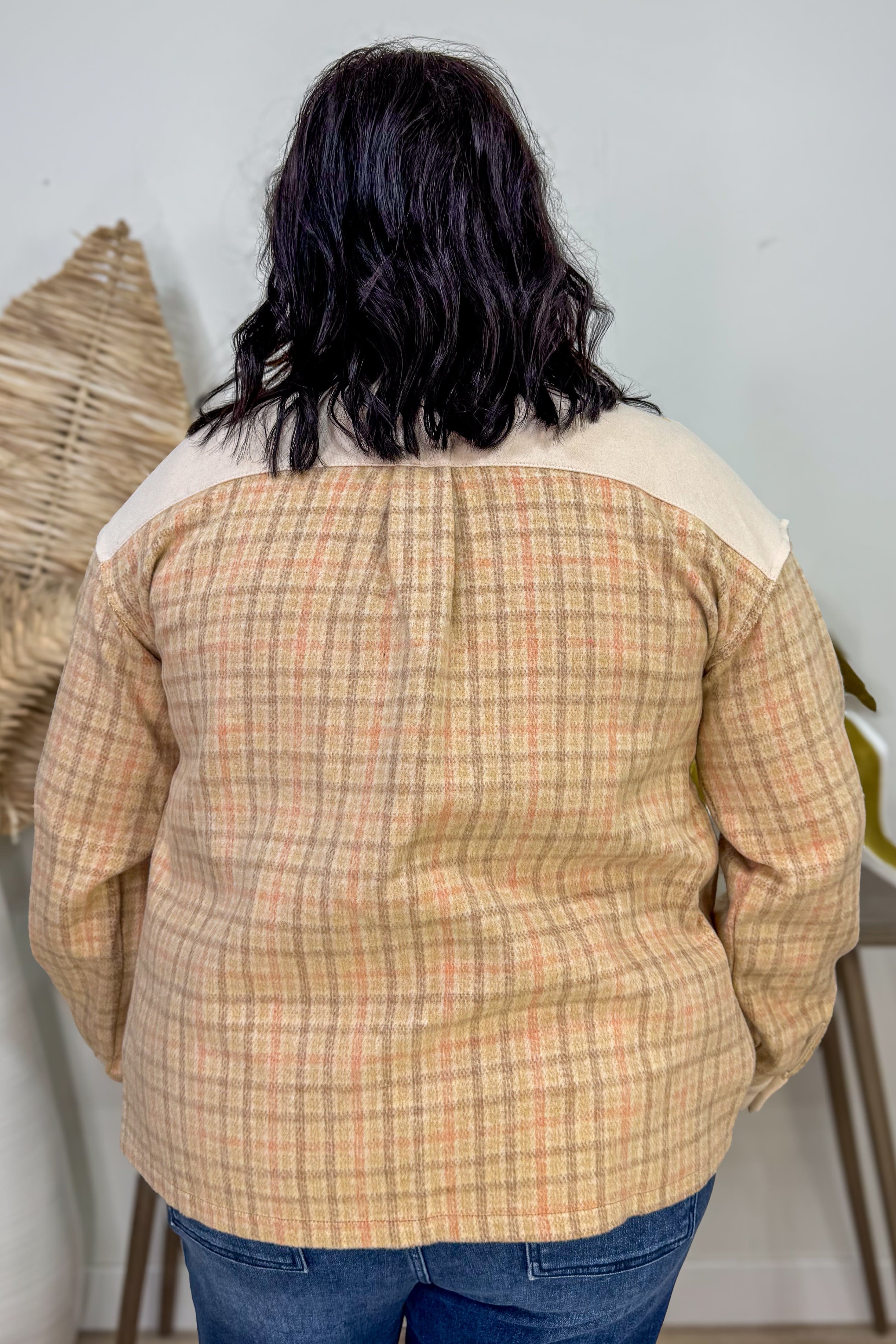 Beige Check Brushed Soft Jacket back