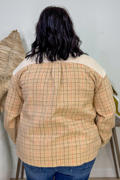 Beige Check Brushed Soft Jacket back