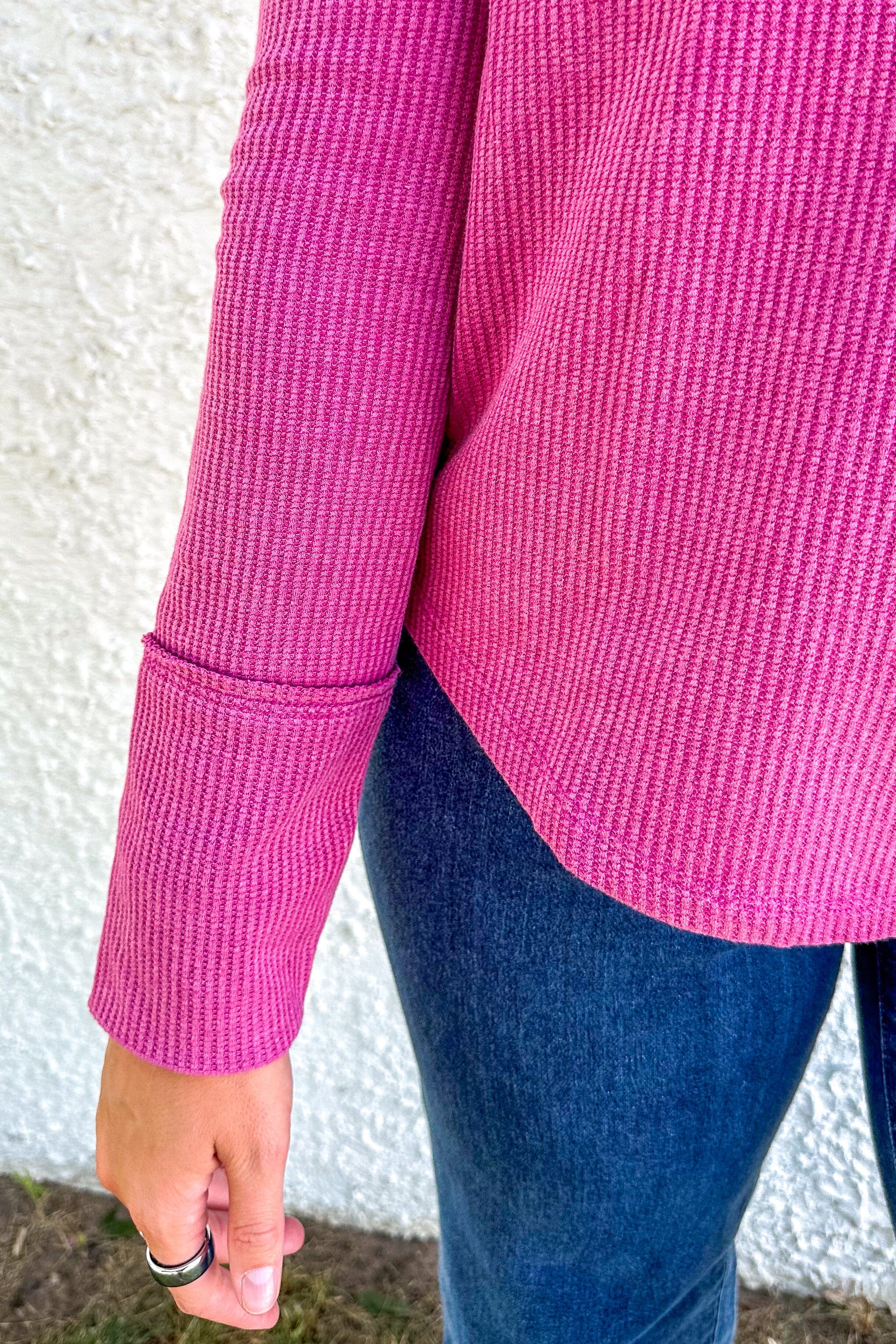 Magenta Washed Thermal Top detail