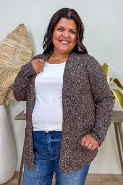 Dark Brown Speckled Sweater Cardigan