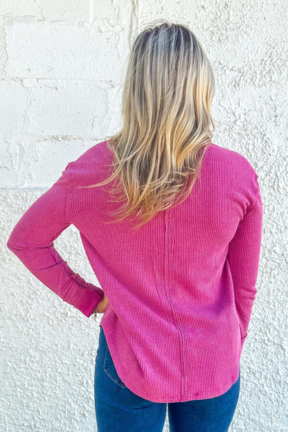 Magenta Washed Thermal Top back