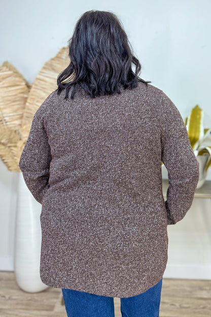 Dark Brown Speckled Sweater Cardigan back